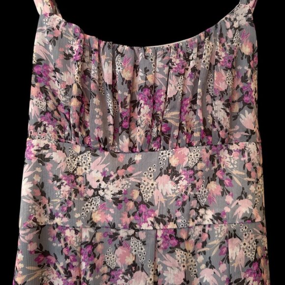 Vintage Dress Barn Floral Milk Maid Y2K Midi Dress W/ Tie Back Sz 4 - Picture 3 of 8